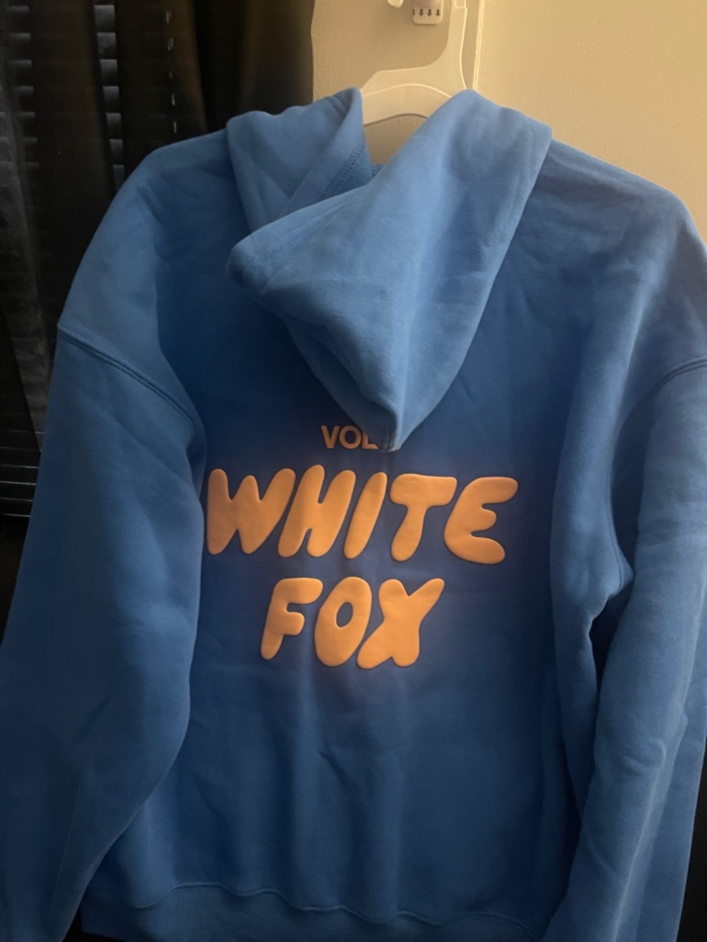 White Fox Boutique Azure Blue Zip-Front Hoodie with Coral Logo Size S/M NWT